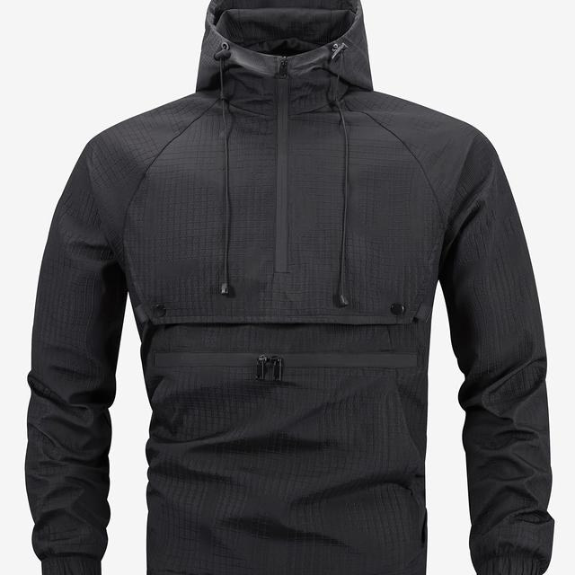 TEMU Herfst Nieuwe Amerikaanse Trend Half-rits Pullover Capuchon Punching Jacket Heren Functionele Werkkleding Jas