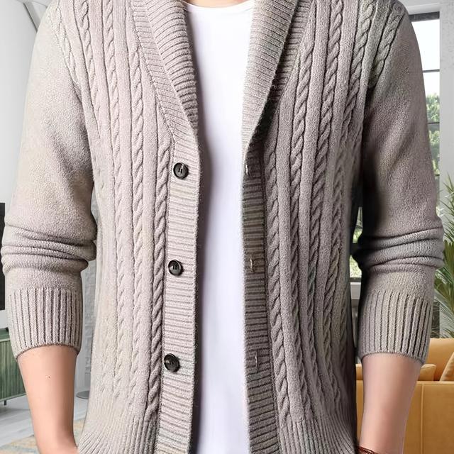 TEMU Plus Size Heren /Herfst Gebreide Casual Cardigan Trui Jasje Top, PLUS SIZE