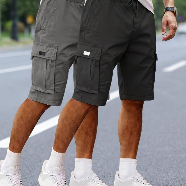 TEMU Set Of 's Cargo Shorts With Drawstring Waist And Multiple Pockets