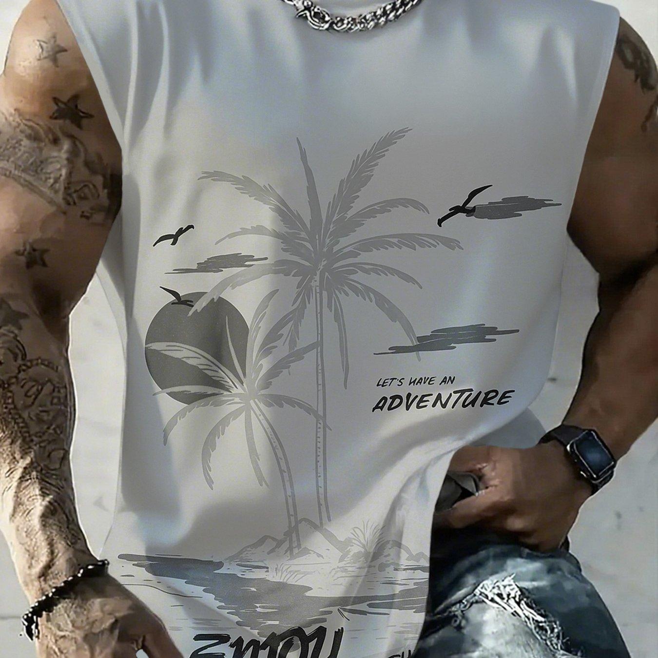 TEMU [print Design-not Textured] Men's Cartoon Pattern Comfortable Breathable Vest, Men's Casual Sleeveless T-shirt, Summer Fitness Exercise Training Basketball Sports Vest, Plus Size