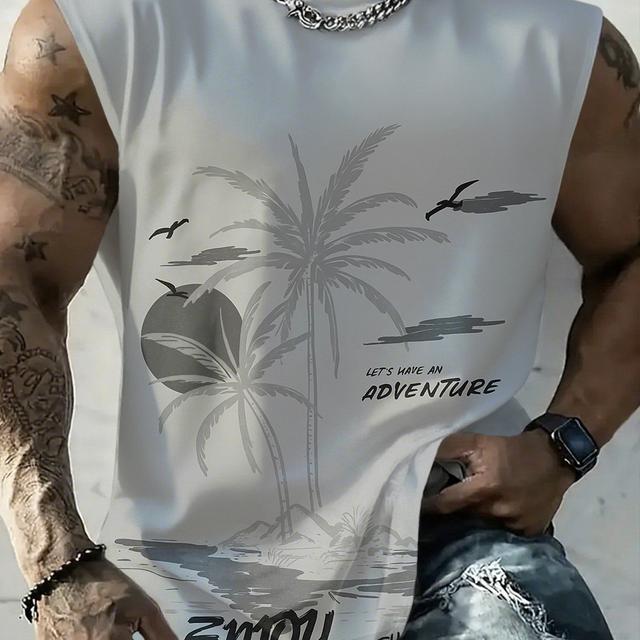 TEMU [print Design-not Textured] Men's Cartoon Pattern Comfortable Breathable Vest, Men's Casual Sleeveless T-shirt, Summer Fitness Exercise Training Basketball Sports Vest, Plus Size
