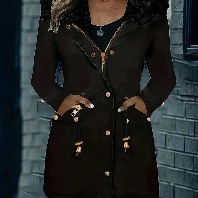 TEMU Plus Size - Riktningssparande Vinter Dekorativ Hatt , Långärmad med Dragkedjefickor