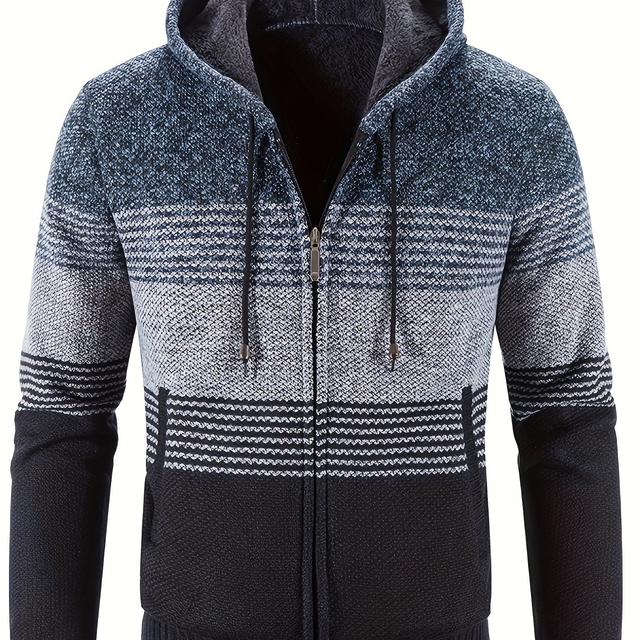 TEMU 남성 가을/겨울 스포츠 니트 스웨트셔츠 - 캐주얼 야외 하이킹 후디, 약간의 스트레치, 긴팔, 패턴, 끈, 유니버설 핏, 폴리에스테르 니트 원단