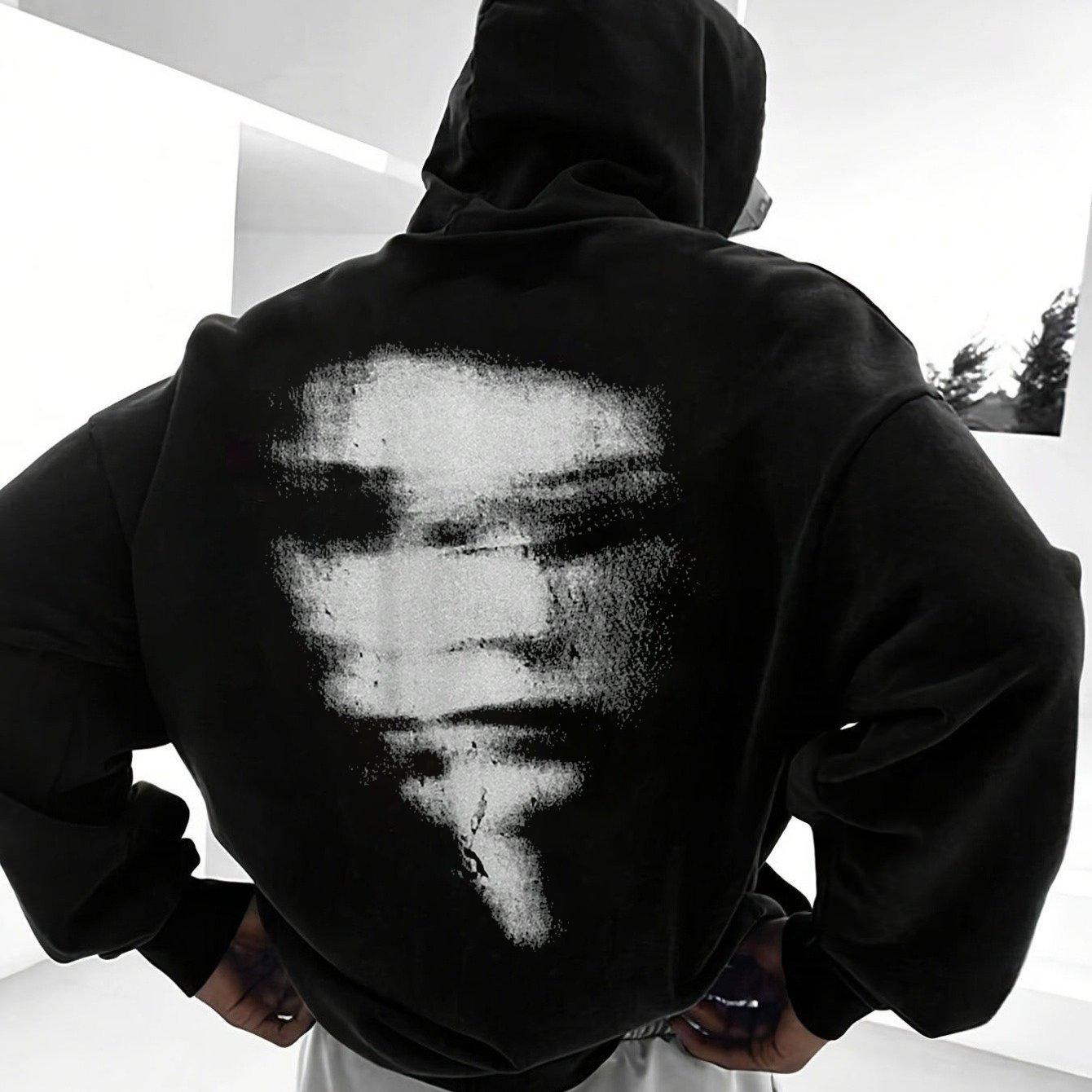 TEMU Sudadera con capucha, forrada y estampada de moda para hombre, para otoño/invierno, sudadera deportiva casual de ajuste holgado XZ004-S