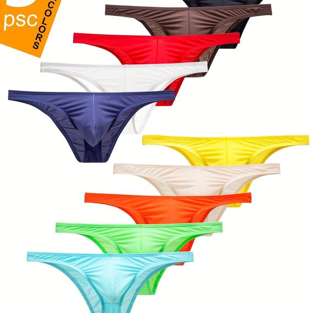 TEMU 3/5pcs Of Random Men' Underwear, Low-waist Sexy Bikini, Mini -hugging Breathable Small Triangle Shorts, Solid Color Quick-dry Novelty Bikini Underwear