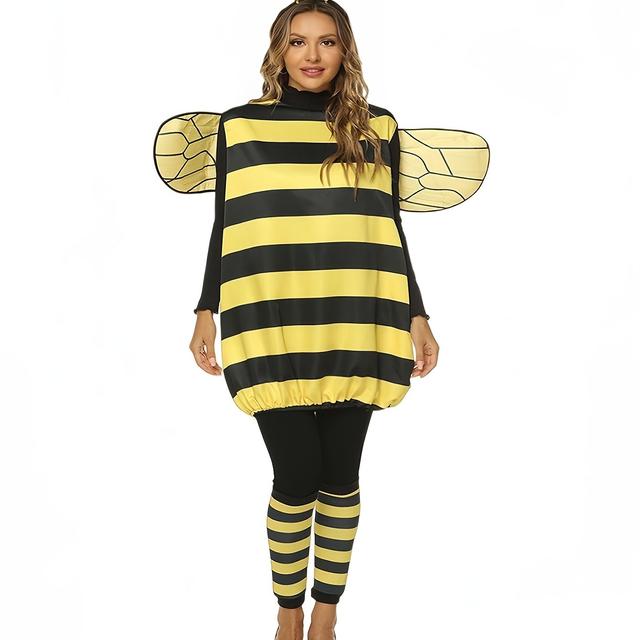 TEMU 3 részes Karneváli Aranyos Kis Méhecske Cosplay Szett: Ruha + Hajpánt + Zokni Karneválra, Halloweenre és Nagy Fesztiválokra, Parti Cosplay, Szerepjáték
