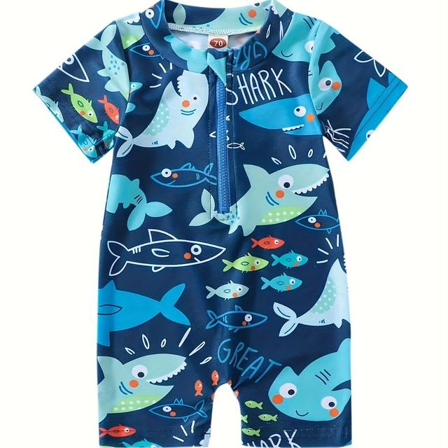 TEMU Swimsuit Boy One-piece Sunscreen Swimwear