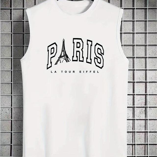 TEMU เสื้อกล้ามผู้ชายพิมพ์ลายปารีส ซัมเมอร์ แห้งเร็ว ดูดซับความชื้น ระบายอากาศได้ดี เหมาะสำหรับออกกำลังกาย ยิม เพาะกาย กีฬา เสื้อกล้าม สำหรับวิ่ง ฝึกซ้อม เสื้อผ้าผู้ชาย
