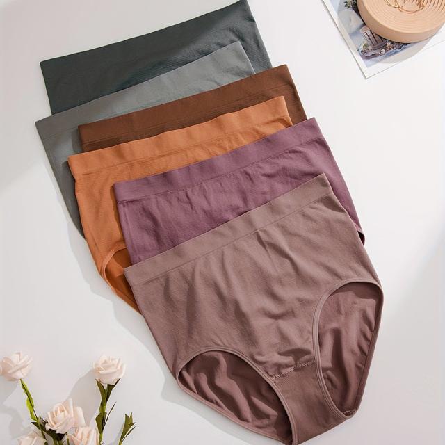 TEMU Pack de 6 Bragas Sin Costuras de Talla Grande - Ropa Interior de Elasticidad y Resistencia para Mujeres Maduras, Paquete de 6 para Uso y Práctico, a - Ideal para Mayores (6)