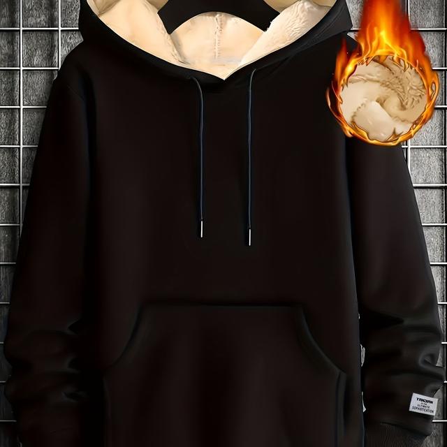 TEMU Chaqueta con Capucha Aislante para Hombre - Forro de Vellón, Cierre Completo y Largos. Chándal Casual Lavable a Con Bolsillos, ¡Abrigo Listado Para el Frío!