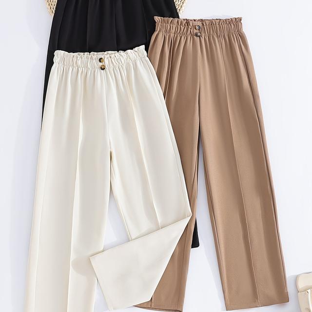 TEMU Conjunto de Peças de Calças Compridas para Menina, Várias Calças de Perna em , Cáqui e para Saídas Casuais, para Exterior