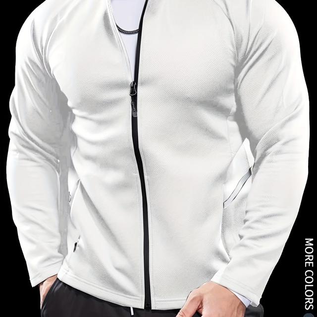 TEMU Men's Slim Fit Quick-dry Zip-up Jacket - Lightweight , Stand Collar, Long Sleeves For Running & Outdoor Activities, Olive Green, Fall/winter Casual Sportswear, Sportswear | | Durable Sportswear