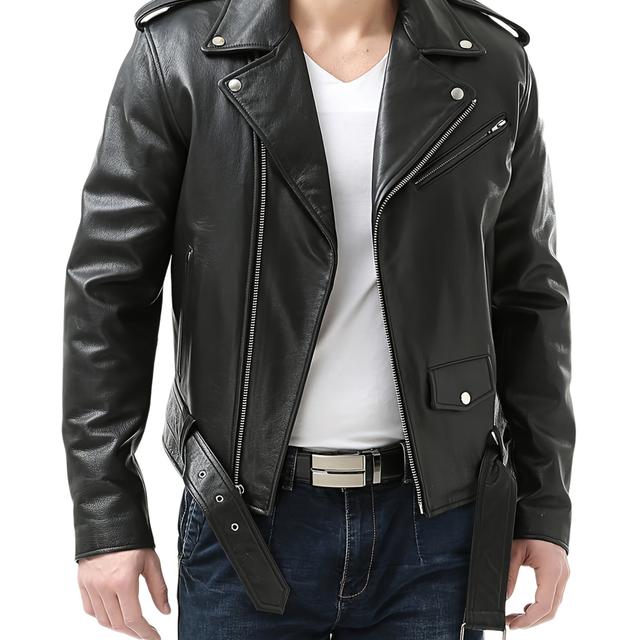 TEMU Herren Kunstleder Motorradjacke - Slim Fit Retro Biker Mantel mit Reißverschluss, Braune Nicht-Dehnbare Oberbekleidung, Formelle & Freizeitkleidung für Alltags-Spezialanlässe, Elegantes Design