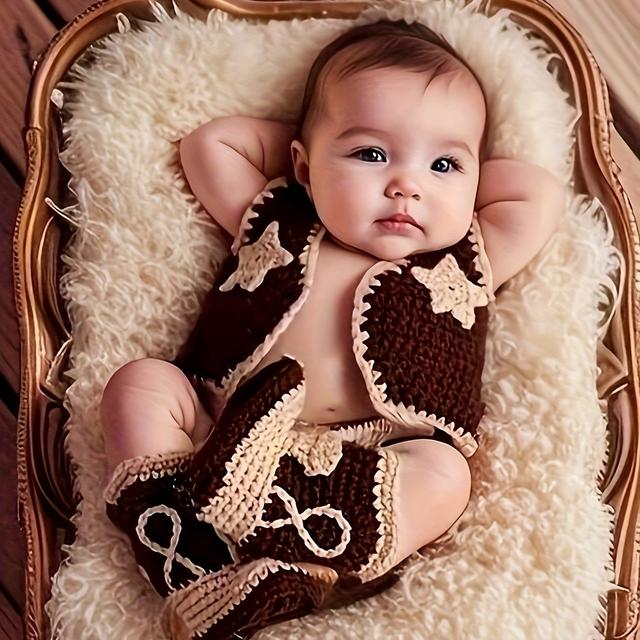 TEMU 신생아용 수제 니트 의상, 사진 스튜디오 소품으로 완벽