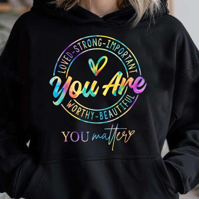 TEMU Tie-dye '' & Health Awareness Warrior - Casual Long Sleeve Pullover With Kangaroo Pocket, Polyester Blendhoodies For Men