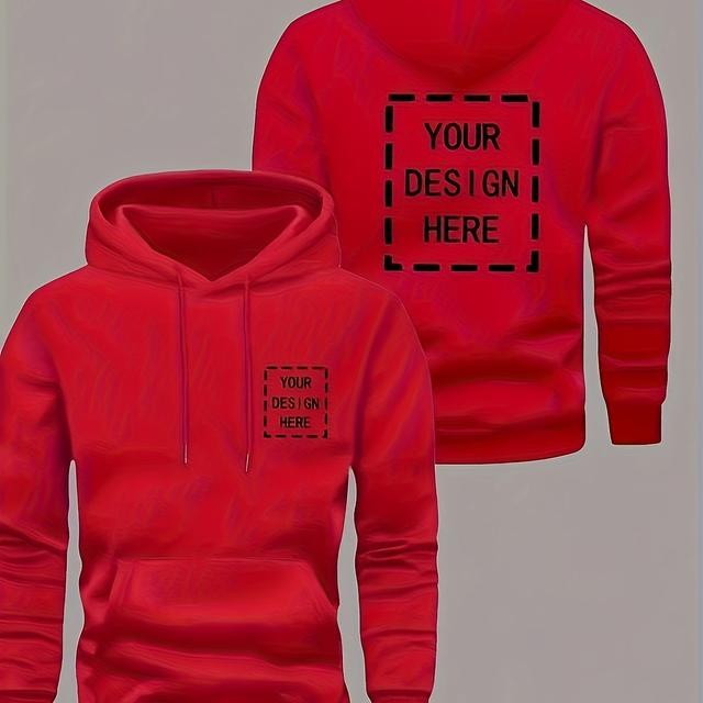 TEMU Camisola com Capuz Personalizada para Homens - Estampas Frontais e Traseiras, Texto e Designs Personalizados, Corte Regular Leve, Ideal para /Uniformes/Mercadorias de Marca, Pedidos em