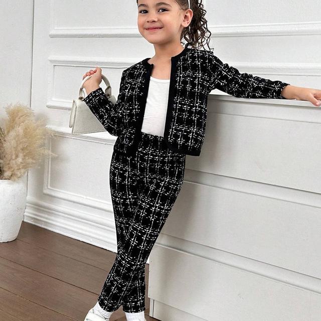 TEMU Set Of 2pcs: A Knitted Cardigan For Young With Matching Knitted Leggings, Graduation, For Outdoor