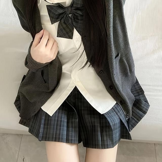 TEMU 日本のJKユニフォームカーディガンオールマッチカラーロングスリーブセーター女性コート