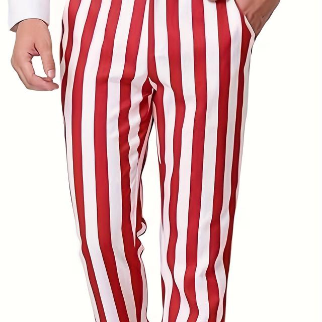 TEMU Men's Striped Pattern Straight Leg Dress Pants, Casual Comfy Slightly Stretch Button Up Dress Pants For Party/wedding/formal Prom