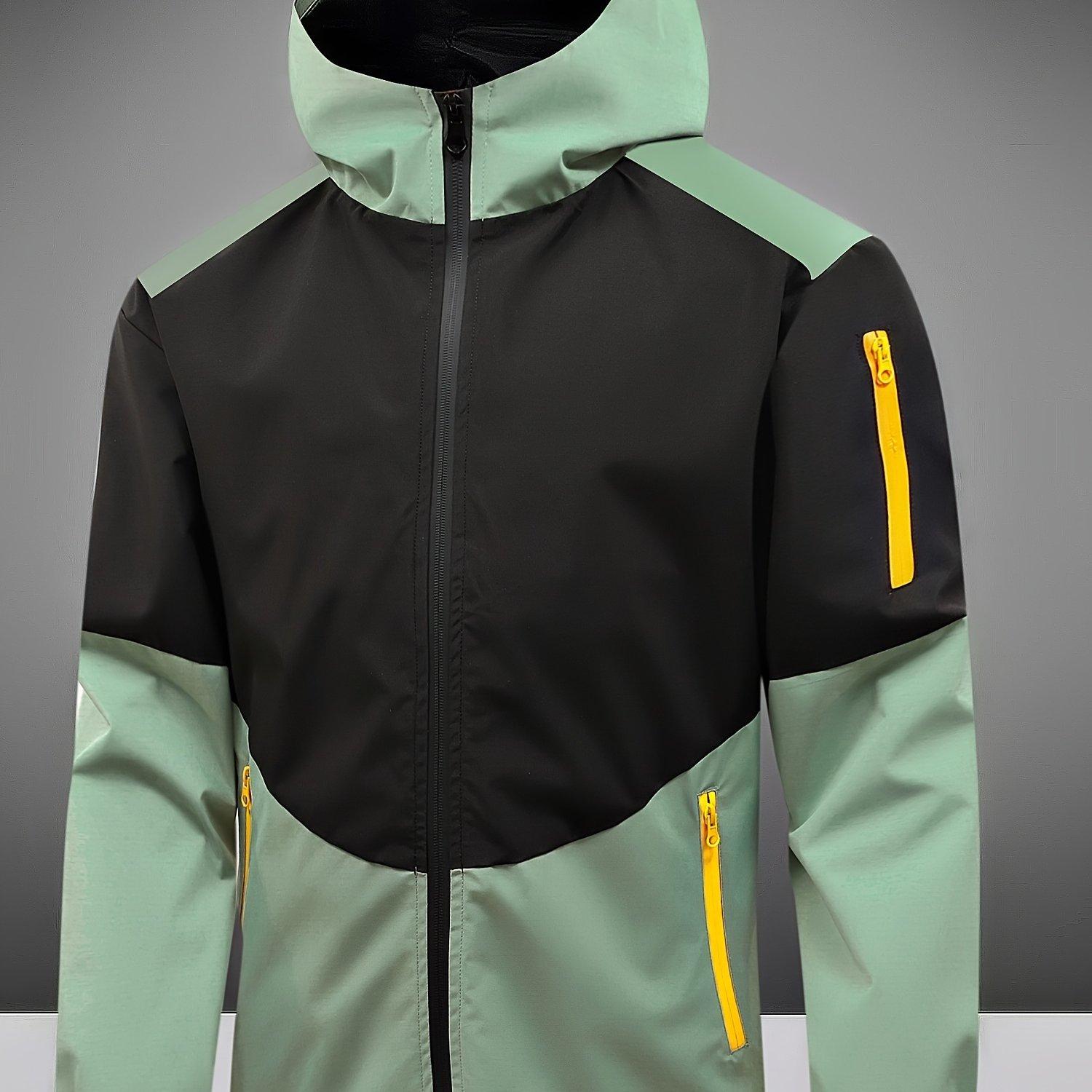 TEMU Herren-Winddichte Kapuzenjacke – Stilvolle Outdoor-Bergsteigerjacke für Frühling/Herbst, langlebiges Polyester, Neuprodukt 2024, Sport