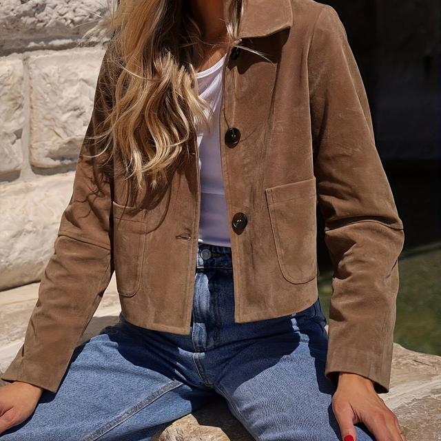 TEMU Chaqueta Elegante de Color Sólido para Mujer - Abrigo Casual de Larga con Bolsillos, Ropa de Abrigo Elegante de Otoño/Invierno para a Día y Ocasiones Especiales, Versátil para Todas