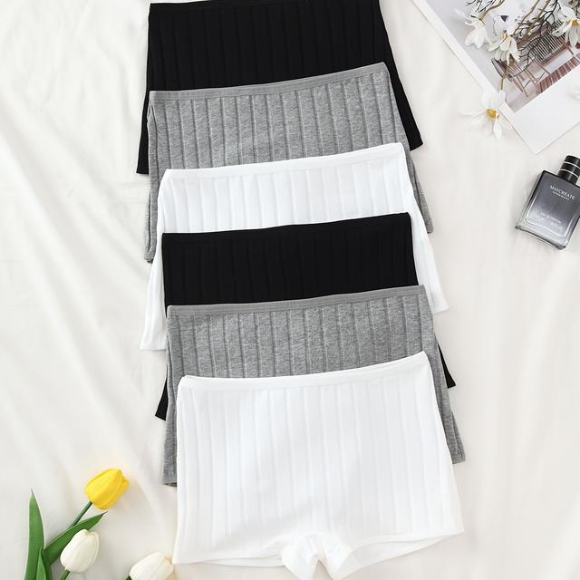 TEMU 6pcs Set Of Autumn And Winter Black, White, Gray Quick Drying, Seamless, Breathable Women's Leggings, Anti Glare, Flat Women's Underwear