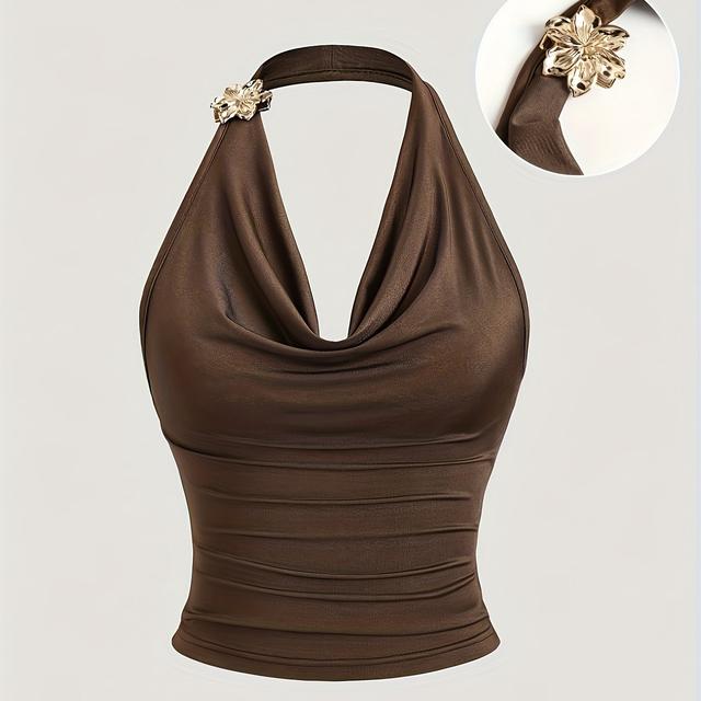 TEMU ZLLZ Tube Top Y2K Hot Plunge Neck Halter Top