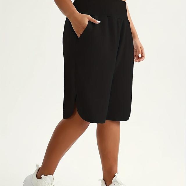 TEMU Plus Size - Plus Size - Lös Plus Size Shorts med Färgblock och Fickor