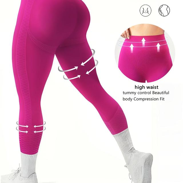 TEMU Leggings de compresión sin costuras de cintura para mujer con diseño moldeador abdominal, de elasticidad para un , ideales para entrenamientos, running, yoga y otros deportes
