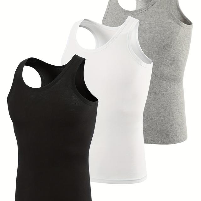 TEMU 3pcs Men's Cotton Tank Top, Athletic Muscle Shirt For Fitness And Sweat Training