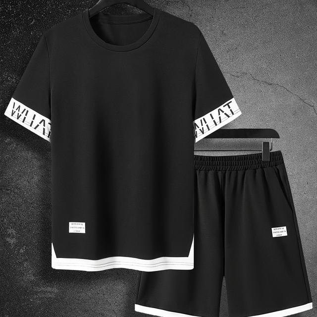 TEMU S9019 Color-block Print Men's Outfit