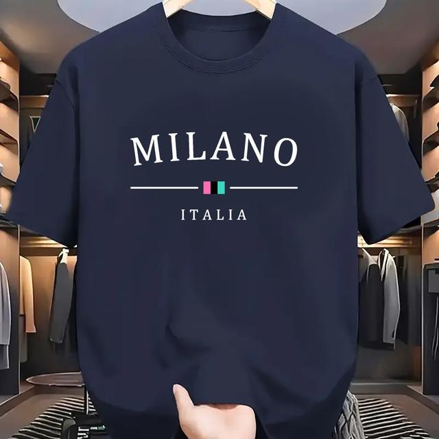 TEMU Men's Plus-size Round-neck Golf Sports Short-sleeve T-shirt With Print Design, Suitable For Running And Casual Wear, Featuring A Stylish , Plus Size