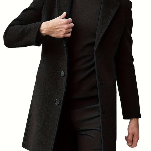 TEMU European And American Spring/autumn Men's British Style Single-breasted Lapel Trench Coat
