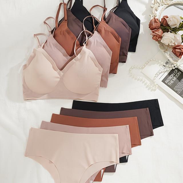 TEMU Conjunto de Camisola de Sem Costuras Leve e Roupa Interior em uma Mistura de 5 Cores