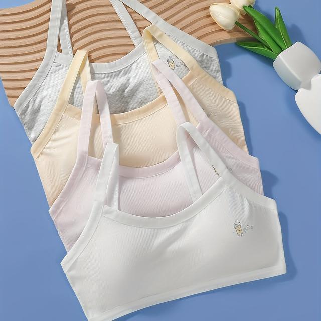 TEMU 4pcs Girls' Growth Period Vest With Padded Strapless Bra For Students Aged 12-14, For Teenager