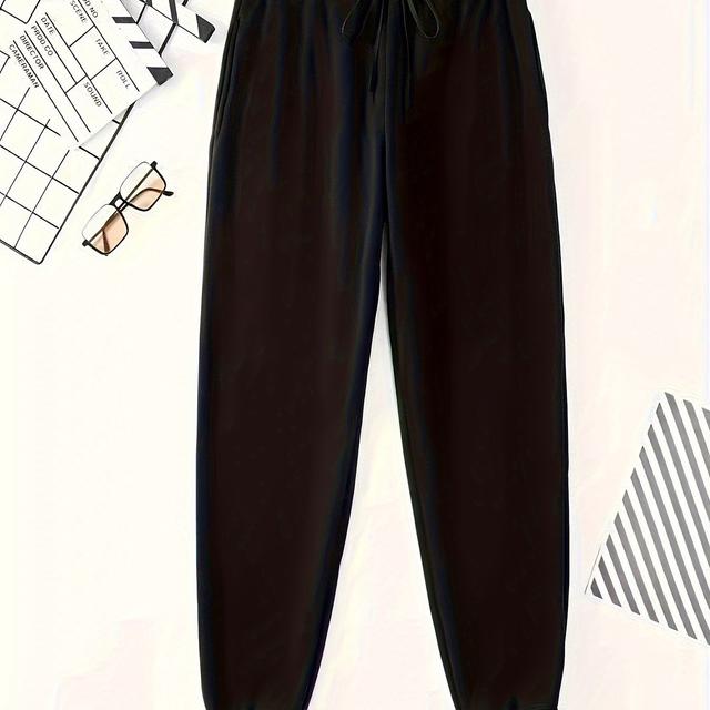 TEMU 플러스 사이즈 남성용 솔리드 스웨트 팬츠 봄 가을 겨울 조깅, 남성 의류