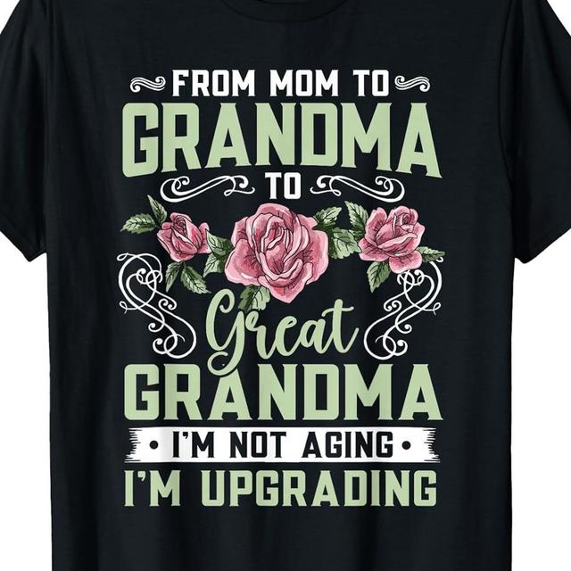 TEMU Women's T-shirt, Black, Round Neck, Grandma Inspirational Language Theme, Mom Grandma Great- T-shirt