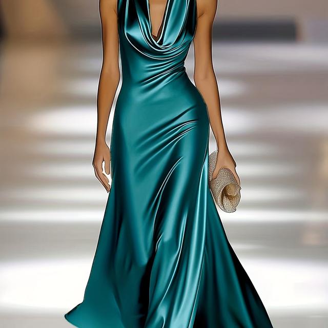 TEMU Vestido de Noche Sin en Verde - Elegante Vestido Halter Espalda con , Lavable a Máquina para , Fiestas y Prom (No Limpieza )