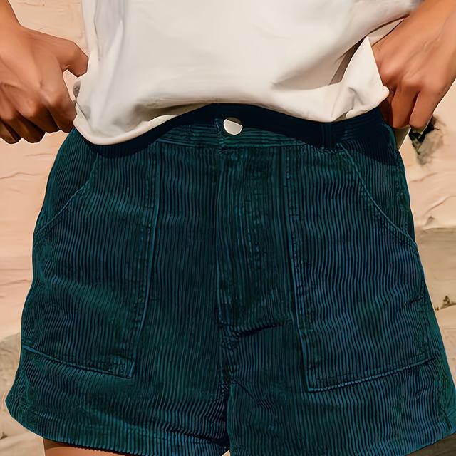 TEMU Women's Popular Corduroy Shorts Designed To Denim