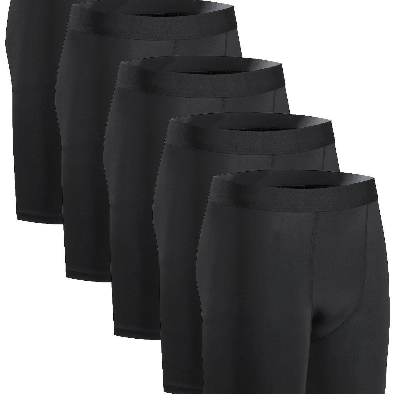 TEMU 5-pc Men's Compression Sports Boxer Briefs, Breathable Quick-drying Performance Shorts, Suitable For Training Running Basketball Men's Running And Fitness Apparel