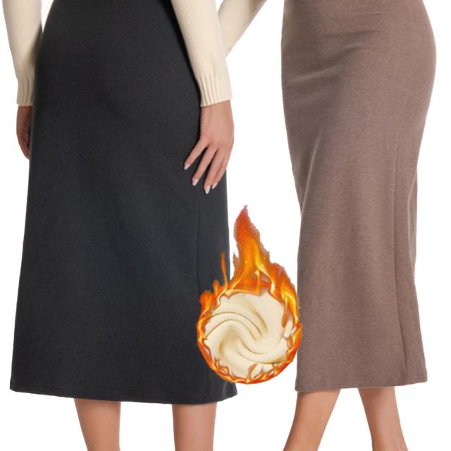 TEMU 2pcs Women's Autumn/winter -lined Thick Warm Skirt, Casual Long Dress