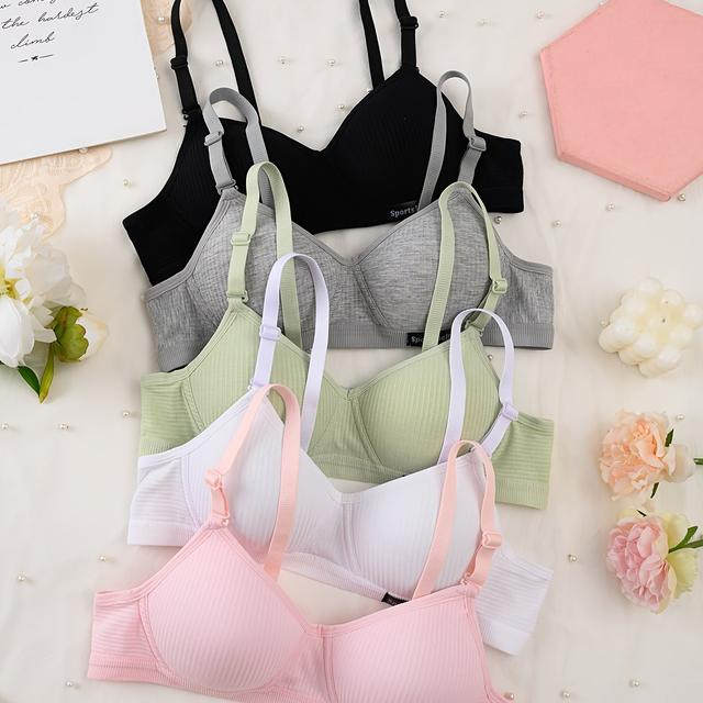 TEMU Set Of 5 Bras For Teenage Girls, Wire-free, Designed For Development , Comfortable And Supportive, Adjustable Straps, With Non-removable Padding, Suitable For Girls Aged 16