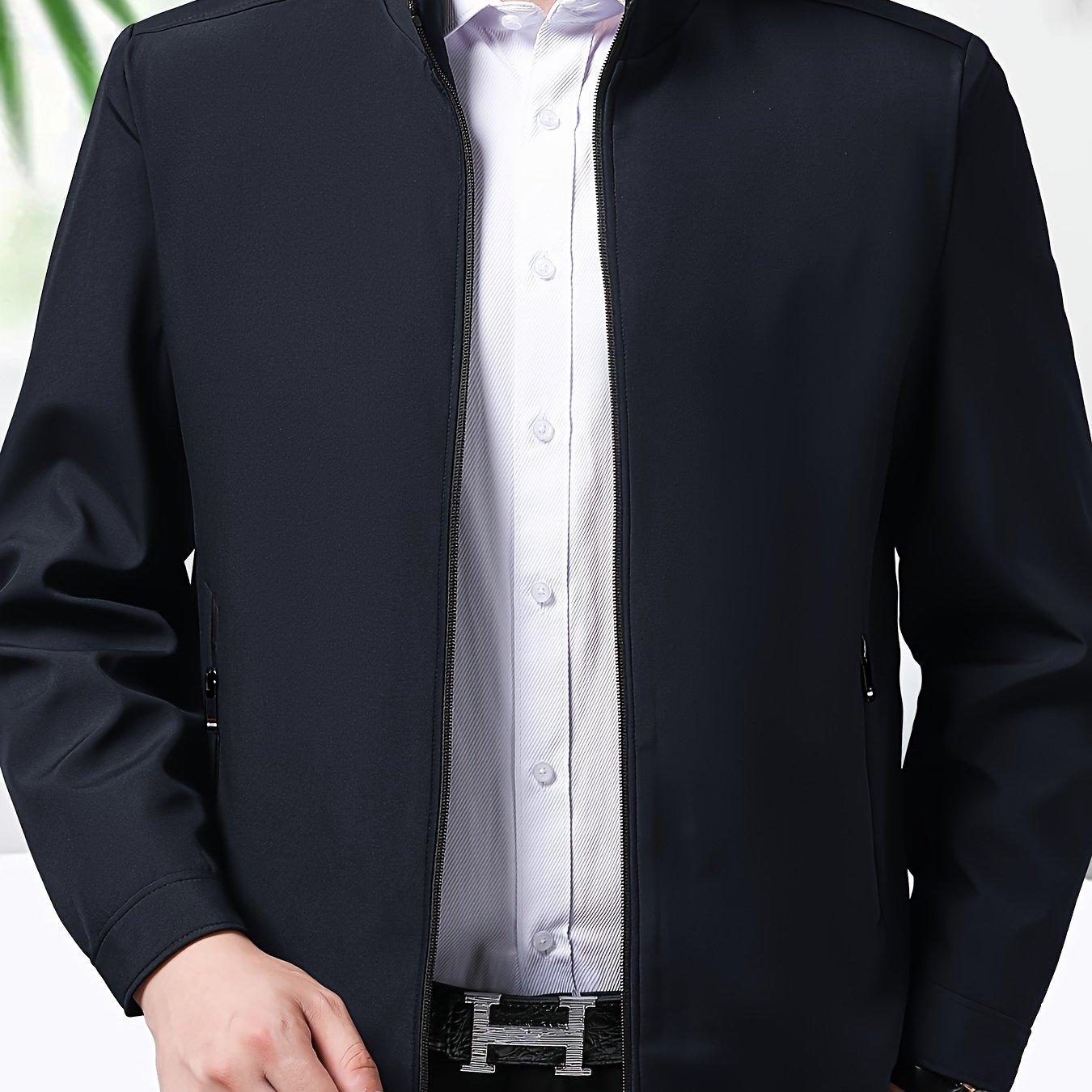 TEMU Jaqueta Masculina Leve de Verão Longdafei, de Cor Sólida, Top Casual de Qualidade para Homens de Meia-Idade e Idosos, Versátil para /Outono, Roupa Externa Leve para Pais