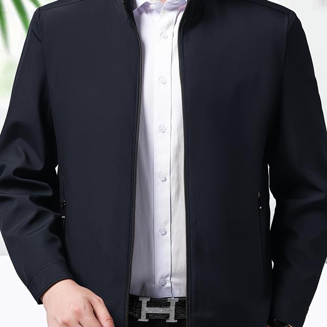 TEMU Jaqueta Masculina Leve de Verão Longdafei, de Cor Sólida, Top Casual de Qualidade para Homens de Meia-Idade e Idosos, Versátil para /Outono, Roupa Externa Leve para Pais