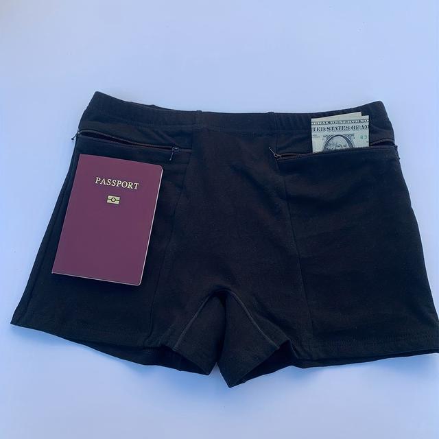 TEMU Women's Anti-theft Travel Underwear With Large Pocket - & Spandex, Black, Holds Passport & Cash, Business Trips & Travel Essentials, Essentials | Stylish Travel Shorts |