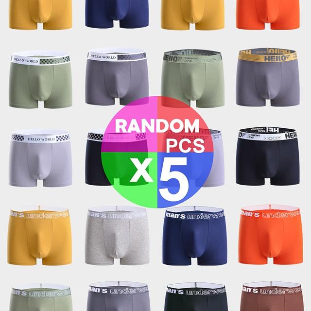 TEMU 5pcs Random Styles Men's Underwear, Boxer Briefs For Home And Sports, Comfortable Soft Men's Boxers, Stylish Breathable Athletic Shorts