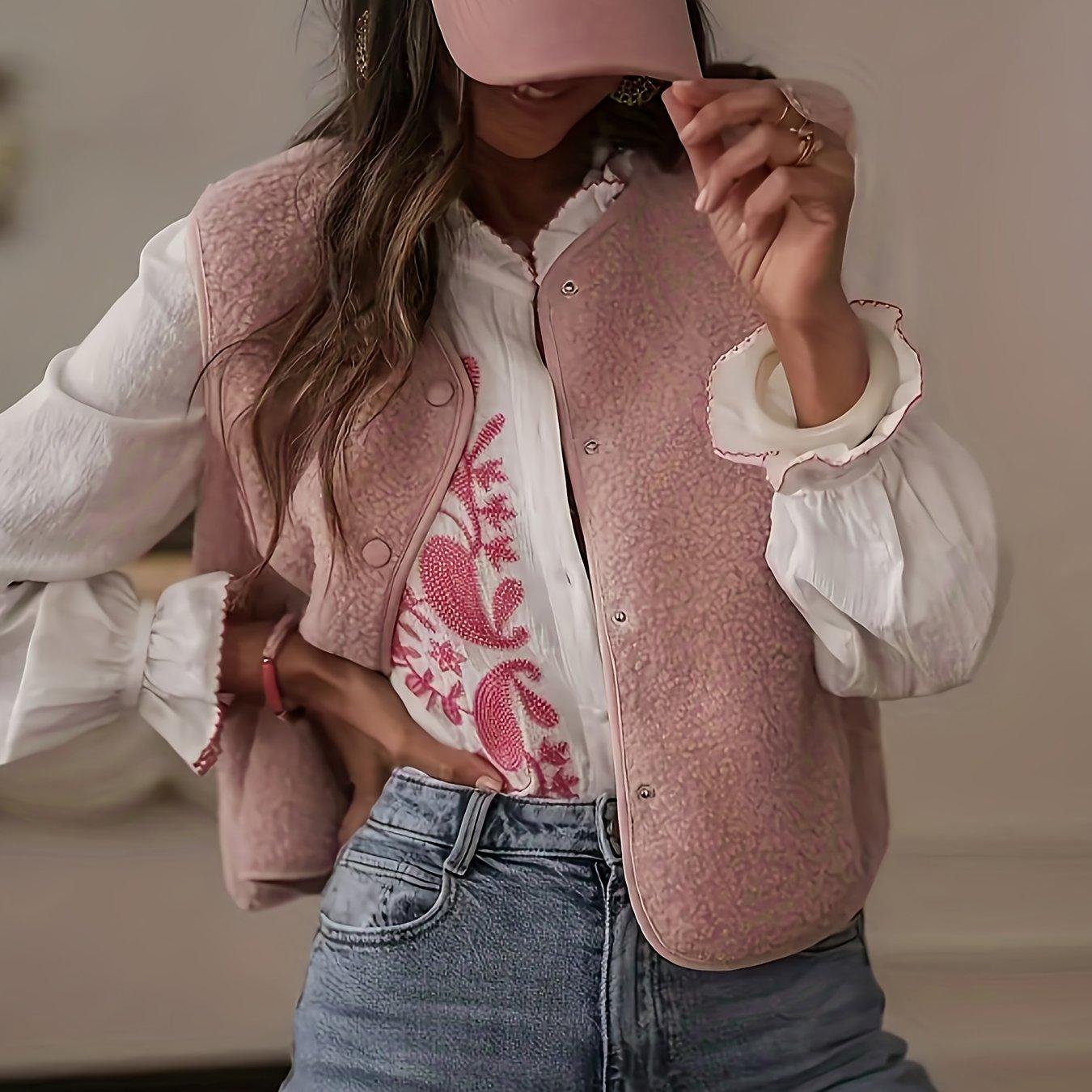 TEMU Plus Size - Plus Size - Ms. Vest Short Plush Versatile Vest Sleeveless Coat Loose Stylish Outerwear