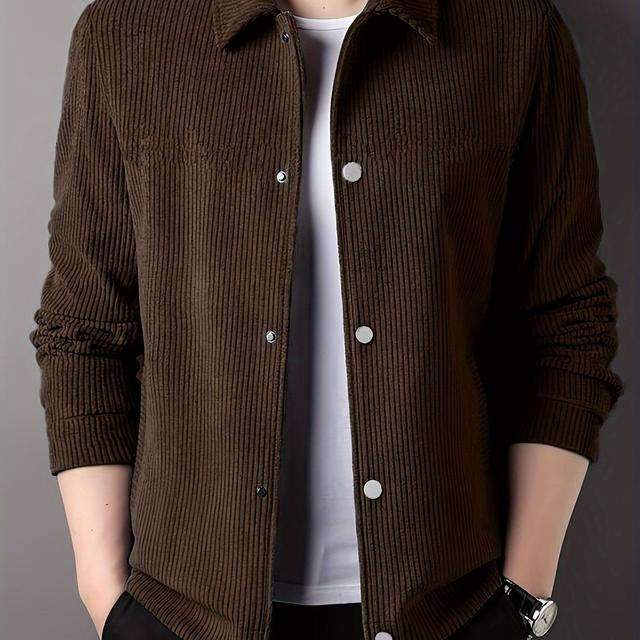 TEMU Jaqueta De Cotelê E Para Homens, Jaqueta De Lapela Com Botões E Mangas Para A E O Outono