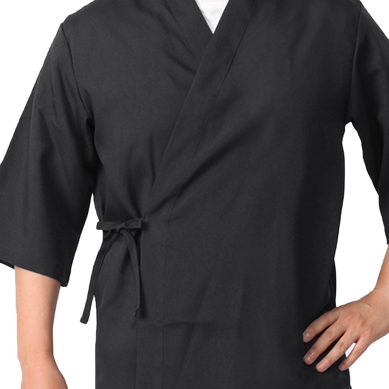 TEMU Chef Jacket Sushi Chef Coat 3/4 Sleeve Japanese Chef Kimono Women Workwear