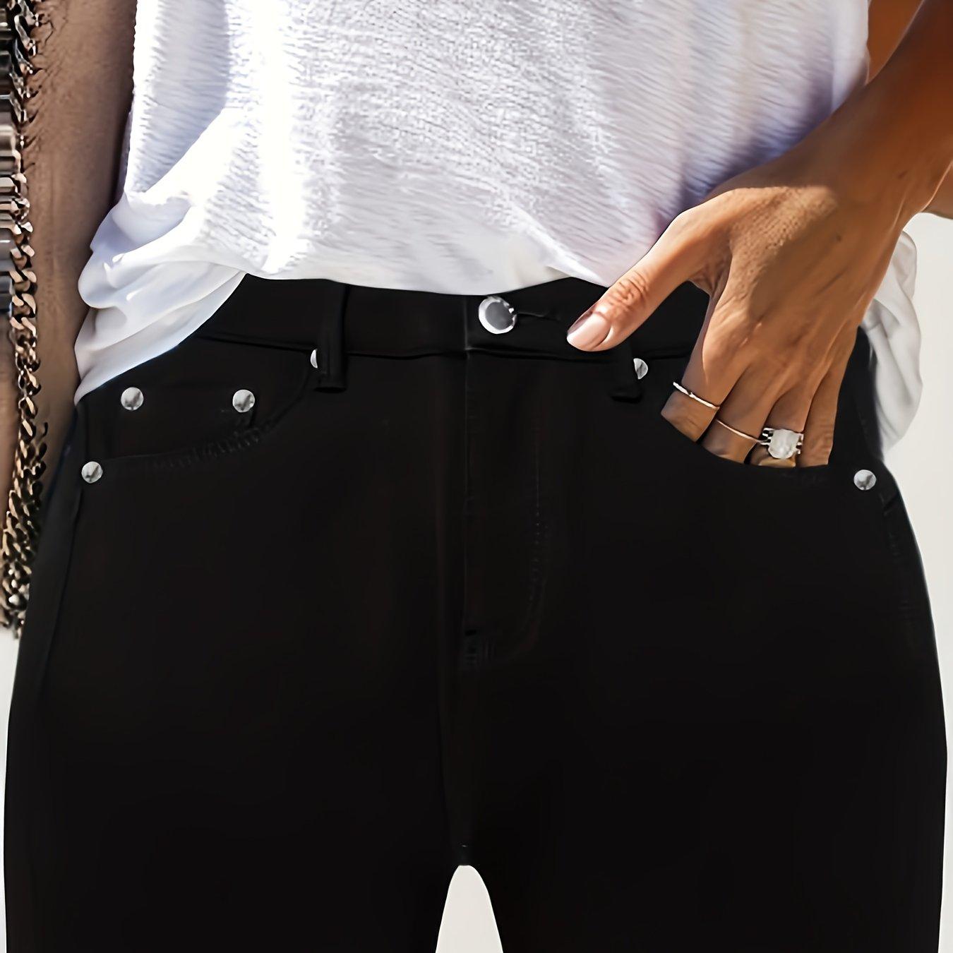 TEMU Plus Size Small Leg Trousers, Style, , Tall-looking, Hip-lifting, Mid-high Waist Small Leg Trousers